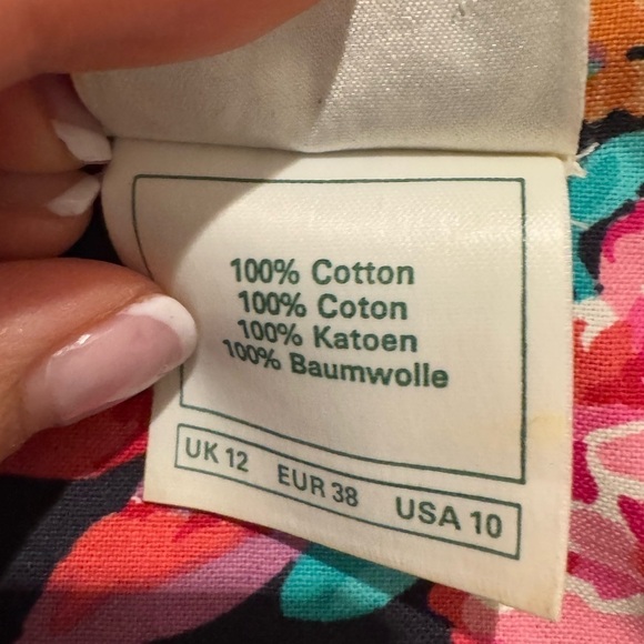 Laura Ashley prairie Floral black Dress with Pink and green Accents puff sleeve - Picture 12 of 13